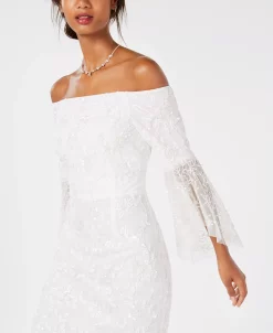 Adrianna Papell Women's Off-The-Shoulder Beaded Dress 6 Adrianna Papell Women's Off-The-Shoulder Beaded Dress -Anne Klein Sales Store 10041819 fpx