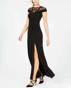 Adrianna Papell Women's Papell Sequin Embellished Illusion-Lace Gown