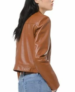 Alternative view of Michael Kors Leather Moto Jacket, Regular & Petite Sizes
