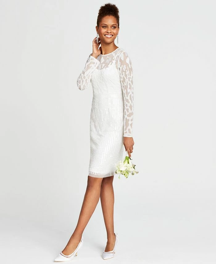 Adrianna Papell Beaded Illusion Sheath Dress 1 Adrianna Papell Beaded Illusion Sheath Dress