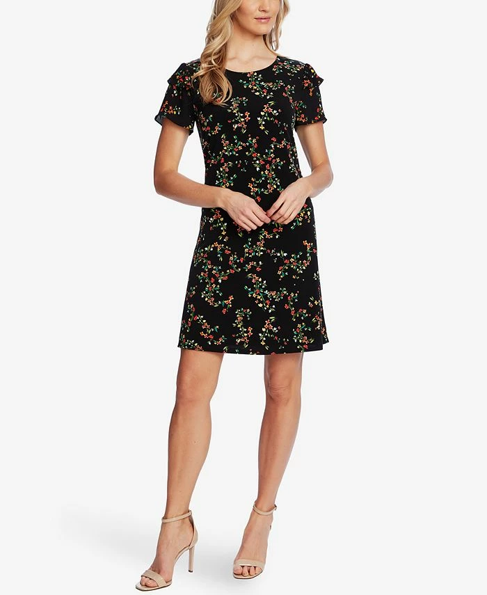 CeCe Women's Printed Short Ruffled-Sleeve Knit Dress 1 CeCe Women's Printed Short Ruffled-Sleeve Knit Dress