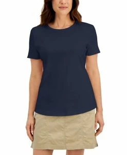 Karen Scott Cotton Short-Sleeve Crewneck Top, Created For Macy's
