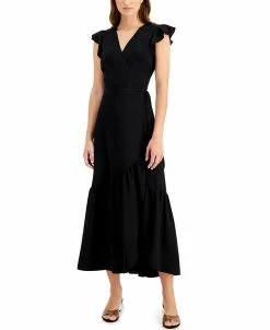 Bar III Flutter-Sleeve Wrap Dress, Created For Macy's