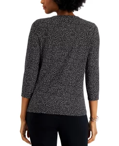 Alternative view of Kasper Printed Twist-Neck Top