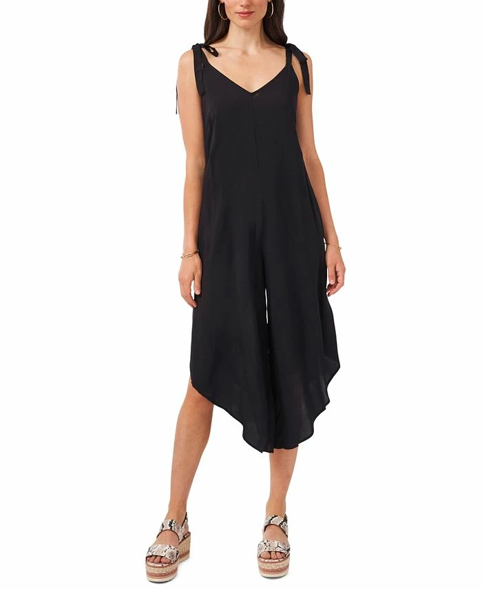 Vince Camuto Solid Tie-Shoulder Cascading Jumpsuit 1 Vince Camuto Solid Tie-Shoulder Cascading Jumpsuit