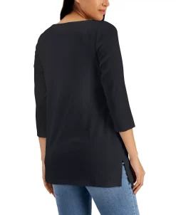Karen Scott Boat-Neck 3/4-Sleeve Top, Created For Macy's 11 Karen Scott Boat-Neck 3/4-Sleeve Top, Created For Macy's -Anne Klein Sales Store 19547171 fpx