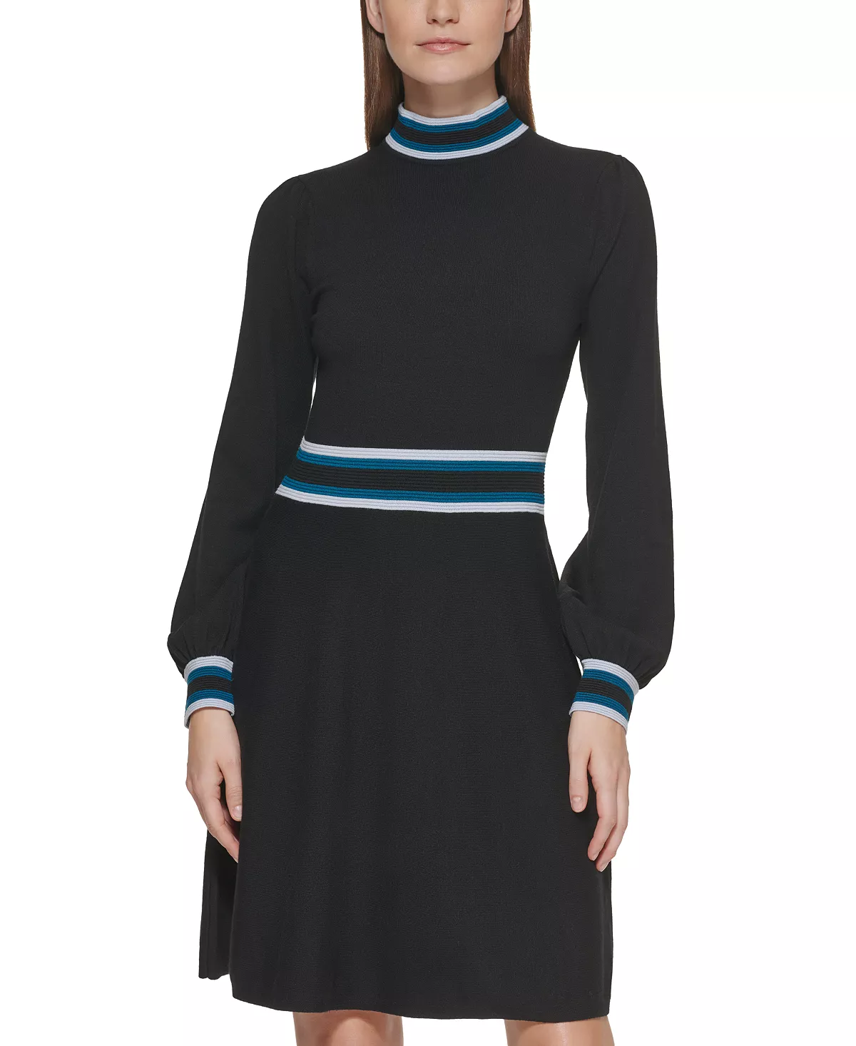 Vince Camuto Mock-Neck Fit & Flare Dress 4 Vince Camuto Mock-Neck Fit & Flare Dress - Image 4
