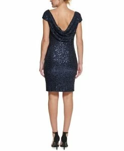 Alternative view of Vince Camuto Draped-Neck Sequinned Bodycon Dress