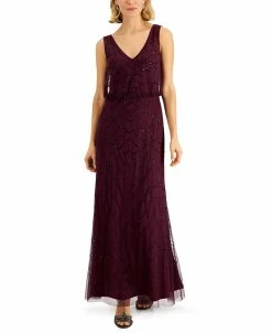 Papell Studio V-Neck Blouson Gown