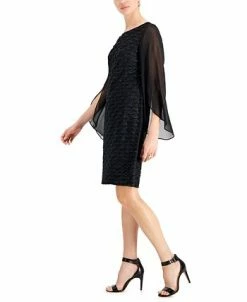 Connected Jacquard Cape Sleeve Dress 11 Connected Jacquard Cape Sleeve Dress -Anne Klein Sales Store 19876837 fpx