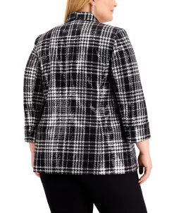 Alternative view of Kasper Plaid Open-Front Blazer