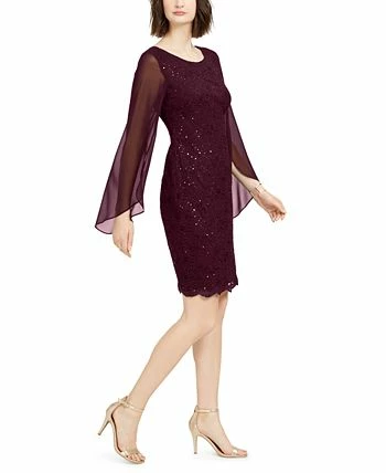 Connected Flutter-Sleeve Sequined Lace Dress 2 Connected Flutter-Sleeve Sequined Lace Dress - Image 2