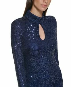 Alternative view of Vince Camuto Long Sleeve Mock Neck Keyhole Cocktail Dress