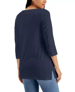 Karen Scott Boat-Neck 3/4-Sleeve Top, Created For Macy's 13 Karen Scott Boat-Neck 3/4-Sleeve Top, Created For Macy's -Anne Klein Sales Store 20440389 fpx