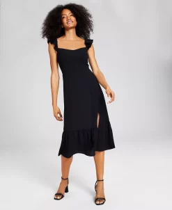 Alternative view of And Now This Women's Ruffled Side Front Slit Midi Dress