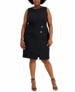 Kasper Plus Size Snap-Front Sheath Dress