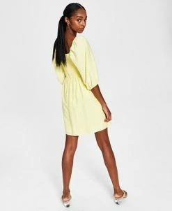 Alternative view of Bar III Women's Smocked Puff-Sleeve Fit & Flare Dress, Created For Macy's