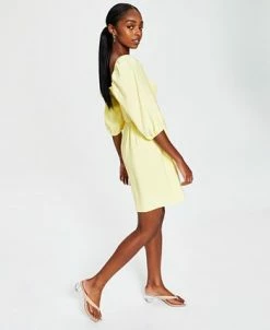 Bar III Women's Smocked Puff-Sleeve Fit & Flare Dress, Created For Macy's 7 Bar III Women's Smocked Puff-Sleeve Fit & Flare Dress, Created For Macy's -Anne Klein Sales Store 21125028 fpx