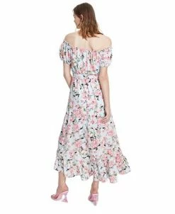 Alternative view of Bar III Women's Floral-Print Off-The-Shoulder Dress, Created For Macy's