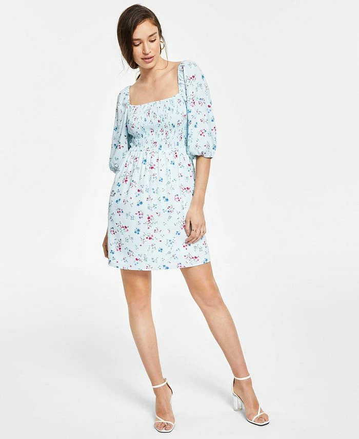 Bar III Printed Smocked Convertible Dress, Created For Macy's 1 Bar III Printed Smocked Convertible Dress, Created For Macy's