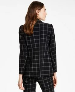 Alternative view of Bar III Women's Windowpane Print Open Front Jacket