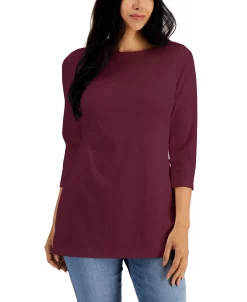 Karen Scott Boat-Neck 3/4-Sleeve Top, Created For Macy's 14 Karen Scott Boat-Neck 3/4-Sleeve Top, Created For Macy's -Anne Klein Sales Store 21269668 fpx