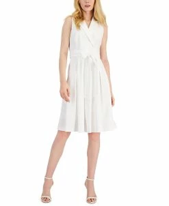 Anne Klein Women's Notch Collar Fit & Flare Dress