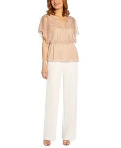 Adrianna Papell Flutter-Sleeve Metallic-Print Top 6 Adrianna Papell Flutter-Sleeve Metallic-Print Top -Anne Klein Sales Store 21478277 fpx