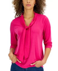 Charter Club Women's Tie Neck Top, Created For Macy's -Anne Klein Sales Store 21585686 fpx