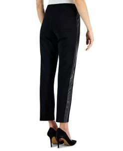 JM Collection Women's Faux-Leather-Stripe Ponté-Knit Pants, Created For Macy's -Anne Klein Sales Store 21688121 fpx