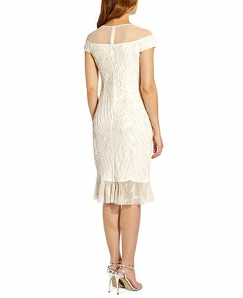 Adrianna Papell Women's Illusion-Trim Beaded Dress 2 Adrianna Papell Women's Illusion-Trim Beaded Dress - Image 2