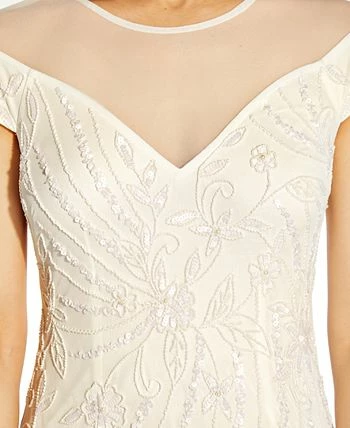 Adrianna Papell Women's Illusion-Trim Beaded Dress 3 Adrianna Papell Women's Illusion-Trim Beaded Dress - Image 3