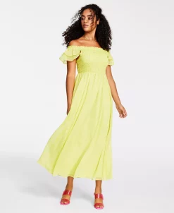 Bar III Women's Off-The-Shoulder Smocked Maxi Dress, Created For Macy's 10 Bar III Women's Off-The-Shoulder Smocked Maxi Dress, Created For Macy's -Anne Klein Sales Store 21742821 fpx