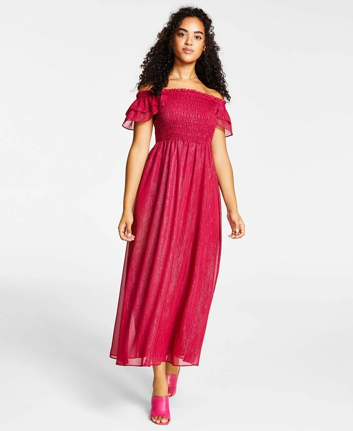 Bar III Women's Off-The-Shoulder Smocked Maxi Dress, Created For Macy's 1 Bar III Women's Off-The-Shoulder Smocked Maxi Dress, Created For Macy's