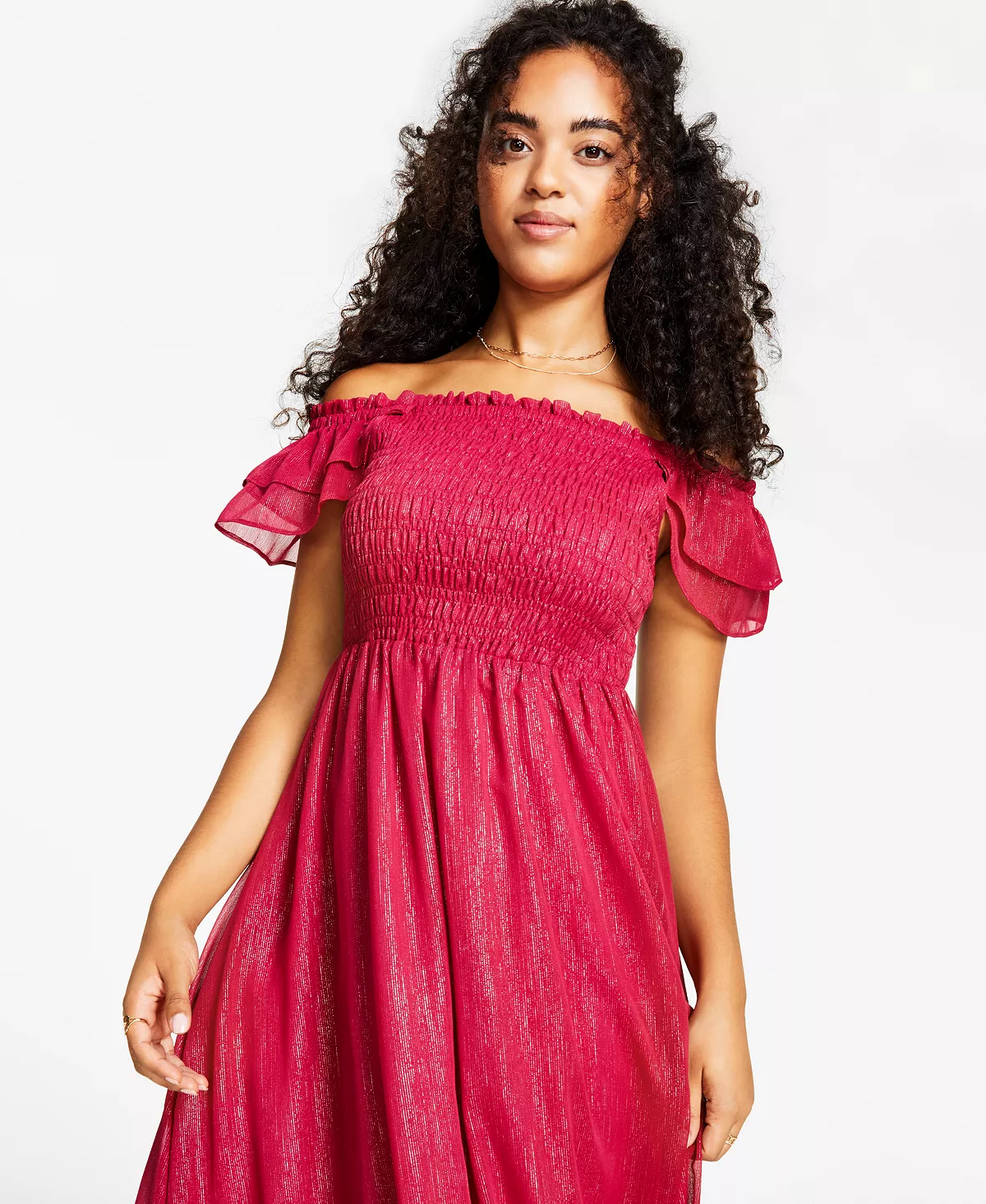 Bar III Women's Off-The-Shoulder Smocked Maxi Dress, Created For Macy's 4 Bar III Women's Off-The-Shoulder Smocked Maxi Dress, Created For Macy's - Image 4