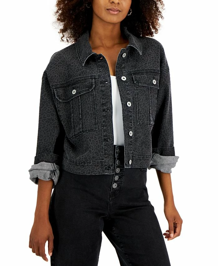 INC International Concepts Women's Printed Denim Tucker Jacket, Created For Macy's 1 INC International Concepts Women's Printed Denim Tucker Jacket, Created For Macy's