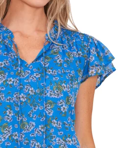 CeCe Women's Flutter Sleeve Floral Print Blouse -Anne Klein Sales Store 21922049 fpx