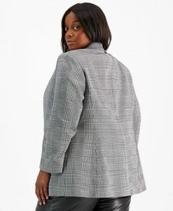 Alternative view of Bar III Plus Size Plaid Faux Double-Breasted Blazer, Created For Macy's
