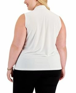 Alternative view of Kasper Plus Size Solid Knot-Front Sleeveless Blouse