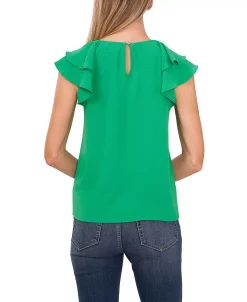 CeCe Women's Pleat Front Flutter Sleeve Blouse 4 CeCe Women's Pleat Front Flutter Sleeve Blouse -Anne Klein Sales Store 22021273 fpx