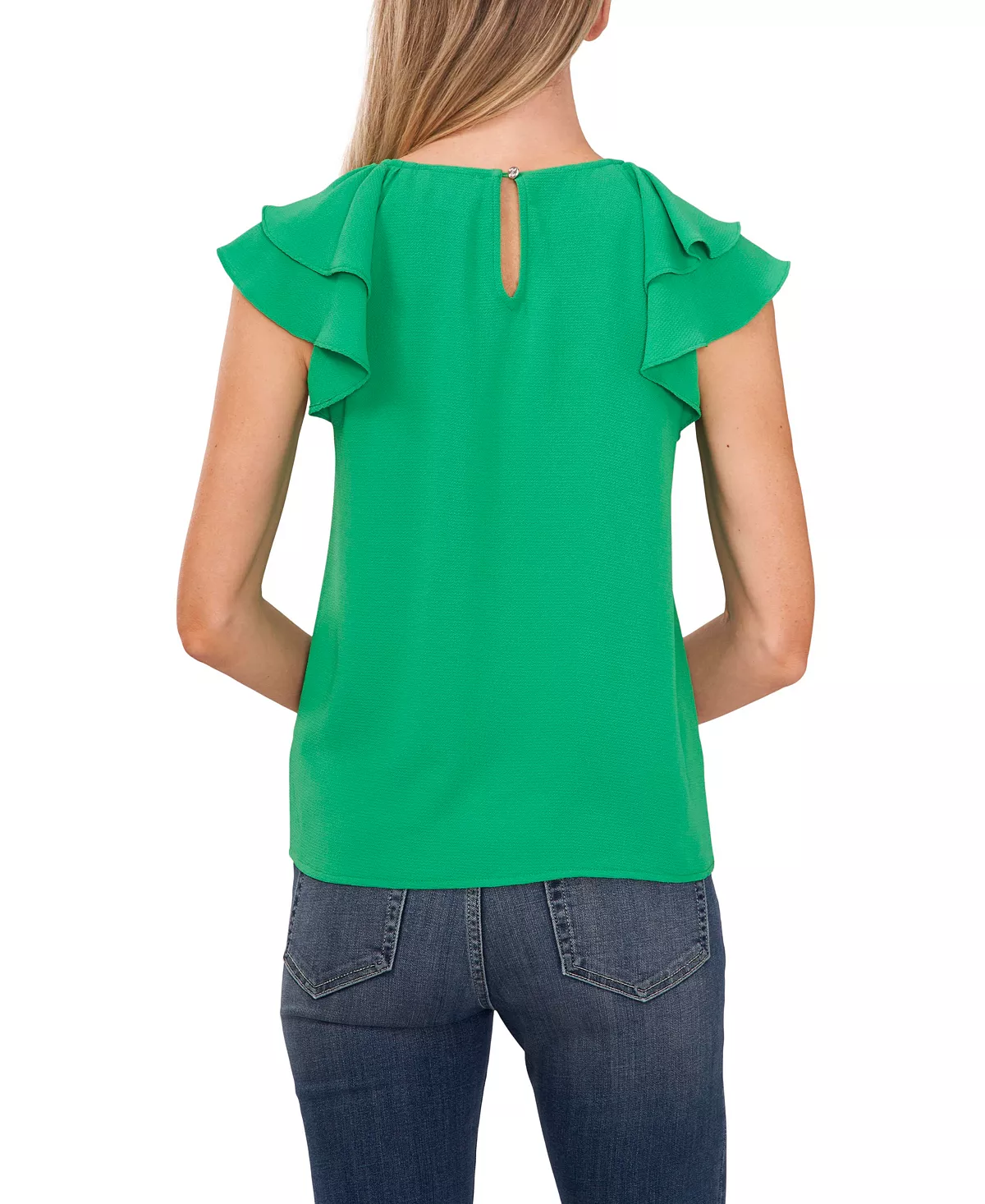 CeCe Women's Pleat Front Flutter Sleeve Blouse 2 CeCe Women's Pleat Front Flutter Sleeve Blouse - Image 2