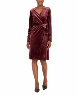 Alfani Women's Velvet Long-Sleeve Wrap Dress, Created For Macy's