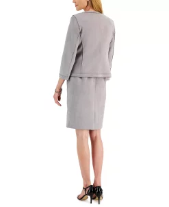 Alternative view of Kasper Women's Faux-Suede Framed Patch-Pocket Blazer & Sheath Dress