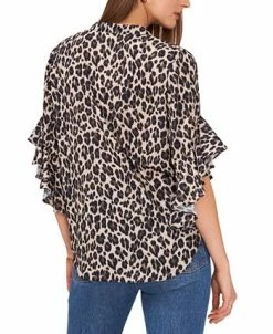 Alternative view of Vince Camuto Women's Ruffle-Sleeve Leopard-Print Blouse