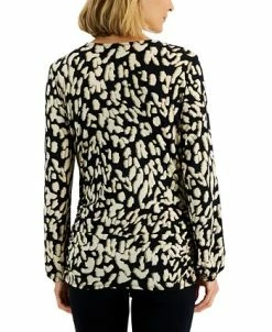 Alternative view of JM Collection Women's Zipper-Front Animal-Print Top, Created For Macy's