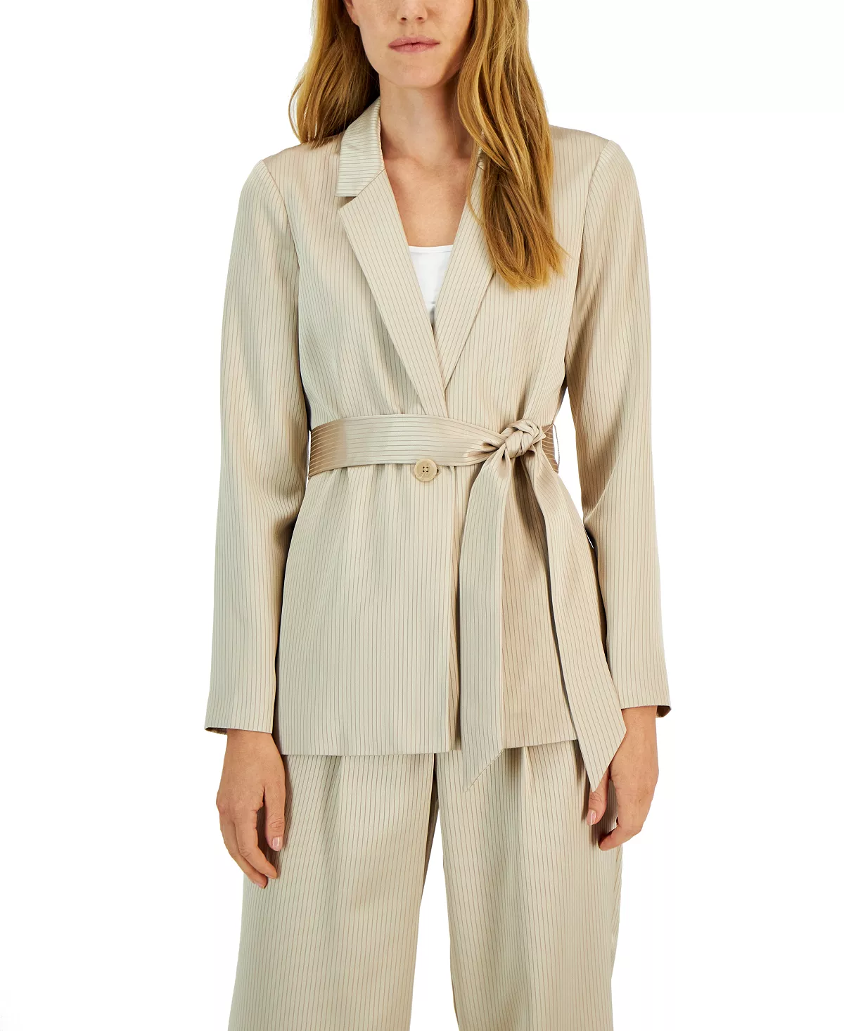 Alfani Women's Tie-Waist Satin Blazer, Created For Macy's 1 Alfani Women's Tie-Waist Satin Blazer, Created For Macy's