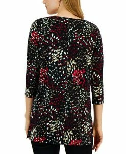 Alternative view of Alfani Women's Boat-Neck 3/4-Sleeve Printed Tunic, Created For Macy's