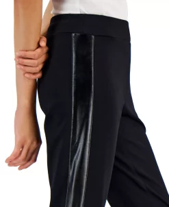 JM Collection Women's Pleather Side Panel Ponte Pants, Created For Macy's 8 JM Collection Women's Pleather Side Panel Ponte Pants, Created For Macy's -Anne Klein Sales Store 22180191 fpx