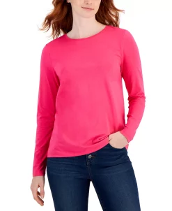 Style & Co Women's Long-Sleeve Crewneck T-Shirt, Created For Macy's