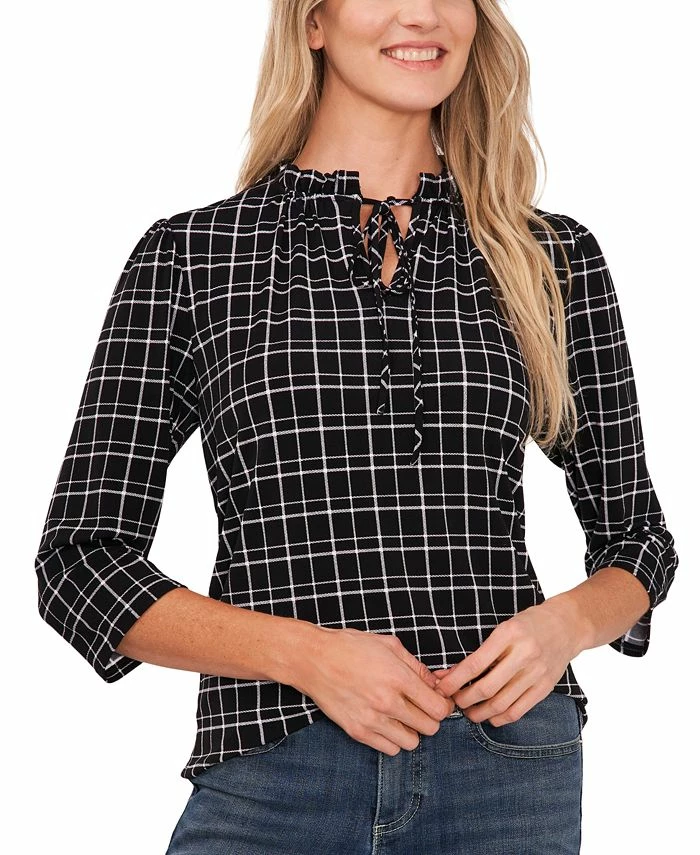 CeCe Women's 3/4-Sleeve Knit Tie-Neck Top 1 CeCe Women's 3/4-Sleeve Knit Tie-Neck Top